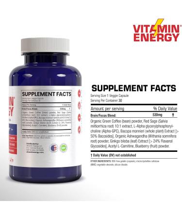 Vitamin Energy Focus+ Energy Capsules | 7+ Hours of Energy | 30 Capsules | International Shipping Available - Buy Online on GoSupps.com