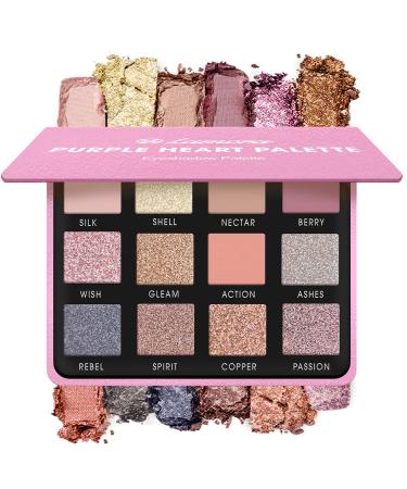 Nude Pink Rose Eyeshadow Palette - 12 Highly Pigmented Shimmer Matte Colors For Professional Neutral Makeup Looks - Travel Size Eye Shadow Palette With Mirror violet - Buy Online on GoSupps.com