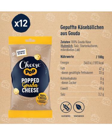 Buy 100% Gouda Cheese Popped Snack - Crispy Airy & Creamy - High Protein 12x20g Pack - Buy Online on GoSupps.com