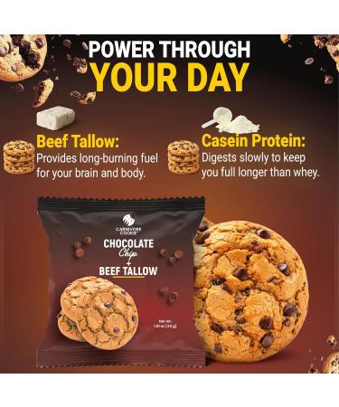 Carnivore Cookies Chocolate Chip High Protein Cookies Low Carb (2g Sugar) | Gluten Free | Keto & Carnivore Friendly Snack 12 Pack - Buy Online on GoSupps.com