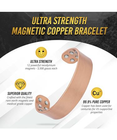 Magnetrx Pure Copper Magnetic Hardship Bracelet - Adjustable Women's Bangle with 12 Magnets (Brushed Copper M/L) | Shop Now! - Buy Online on GoSupps.com