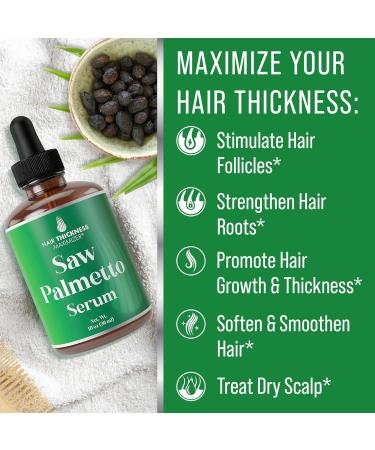 Saw Palmetto Oil Hair Growth Serum for Women & Men - Vegan Scalp Treatment for Dry, Frizzy, Weak Hair Loss - with Pumpkin Seed Oil - Unscented 1oz - Buy Online on GoSupps.com