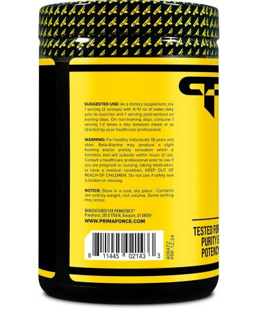 Primaforce Beta Alanine Powder 500 Grams (1.1lbs) Unflavored - Pre Workout and Post Workout Supplement 1.12 Pound (Pack of 1) - Buy Online on GoSupps.com