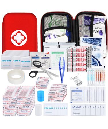 275Pcs Travel First Aid Kits for Car Emergency Preparedness Items Urgent Accident Essentials Kit Survival Gear Equipment Sports First Aid Kit for College Dorm Student, Home, Boat, Red YIDERBO