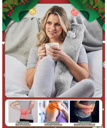 Monkrict 2L Long Hot Water Bottle - Soft Fluffy Design for Neck, Back, Legs & Shoulders - 72x12cm Dark Grey - Perfect Gift for Thanksgiving & Christmas - Buy Online on GoSupps.com