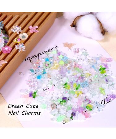 500Pcs Green Nail Charms - Mixed Shapes 3D Acrylic Charms for Nails Design - DIY Nail Art Decoration and Jewelry Accessories - Buy Online on GoSupps.com
