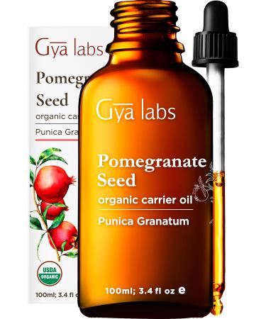 Gya Labs Organic Pomegranate Seed Carrier Oil for Smooth Skin (3.4 fl oz) - Pure, Therapeutic Grade Indian Pomegranate Oil - Perfect for Mature & Dull Skin - Use on Skin and Hair Pomegranate Seed 3.4 Fl Oz (Pack of 1)