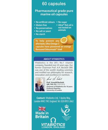 Vitabiotics Ultra Omega-3 Fish Oils Capsules | DHA EPA Nutritional Supplements for Heart, Brain, and Eye Vision - Buy Online on GoSupps.com