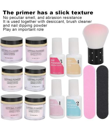 Dip Powder Nail Kit Starter 8Pcs Nail Art Powder Top Base Coat Gel Dusting Brush Manicure Tool Set DIY Salon Nail Art Manicure(K1214) - Buy Online on GoSupps.com