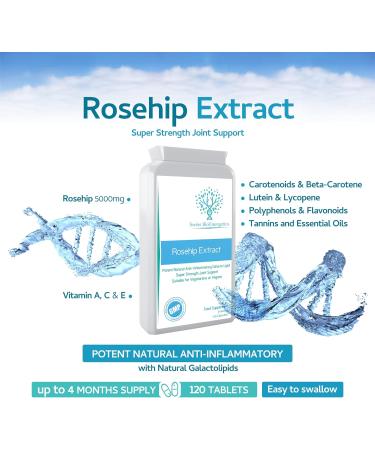 Rosehip 5000mg Capsules - High Strength 20:1 Extract with Vitamin A, C & E - 120 Count - Buy Online on GoSupps.com