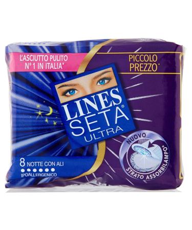 Lines Assorbenti Seta Ultra Notte Ali 8 Pzdieser Article is also available in sets of 12 pieces at an excellent 200 g 30 pieces (1 Pack)