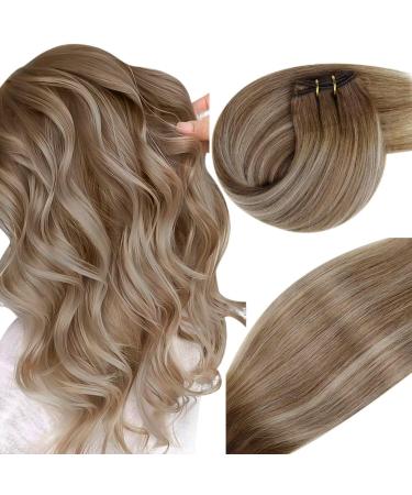 Vivien Extensions Tressen real hair remying real hair extensions light brown balayage platinum blond real hair treats eextensions #6/60/6 35cm 80g 14 zo11 2-1 dresses #6/60/6