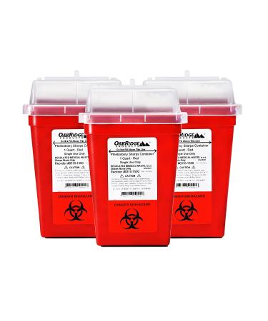 OakRidge 1 Quart Sharps Disposal Container (Pack of 3) - Home & Professional Approved - Buy Online on GoSupps.com