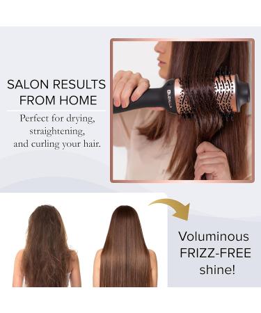 Professional Blow Dryer Brush by UZALLA | Ionic Hot Air Brush & Volumizer for Women | Frizz-Eliminating Hair Styler with Dual-Action Bristles - Buy Online on GoSupps.com