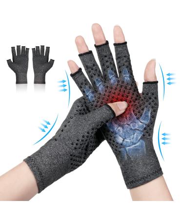 ACWOO Arthritis Gloves Compression Gloves Therapy for Arthritis Pain Relief Hand Fatigue Anti-Slip Fingerless Design for Women and Men Provide Support for Hands and Finger Joint Grey(M) Grey Dispensing M