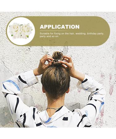 Minkissy Rhinestone Headpiece Rose Flower Bridal Hair Combs Bride Floral Hair Clip Combs Rose Hair Side Combs Wedding Festival Floral Headpiece Party Headdress for Women (White) Wedding D cor - Buy Online on GoSupps.com