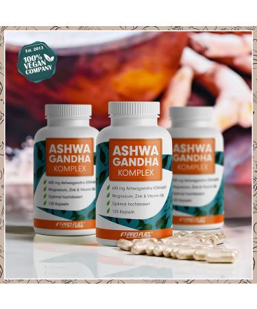Ashwagandha Capsules 600mg - High Dose 360x KSM-66 with Magnesium Zinc & Vitamin B6 - 100% Vegan Lab-Tested No Additives - 3x120 Capsules - Buy Online on GoSupps.com