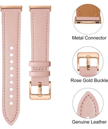 Soft Genuine Leather Band for Fitbit Sense/Versa 3 - Pink | Maledan Replacement Wristband - Buy Online on GoSupps.com