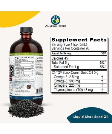 Buy Amazing Herbs Cold Pressed Black Seed Oil - Nigella Sativa for Digestive Health & Immune Support - 16 Fl Oz - Buy Online on GoSupps.com