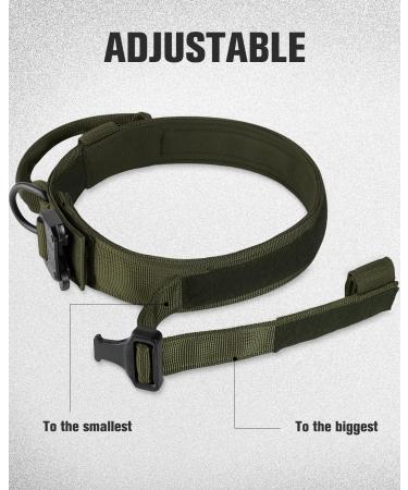 Joyal Tactical Dog Collar | Large Dog Collar with Handle & QR Code | XL Army Green for Enhanced Control & Safety - Buy Online on GoSupps.com