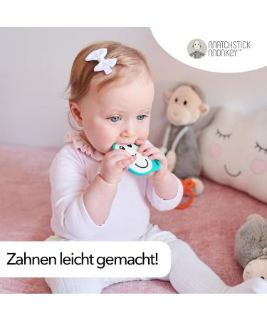 Matchstick Monkey Flat Face Teether - Antimicrobial Silicone BPA-Free Perfect Teething Aid for 3 Months+ (Monkey Green) - Buy Online on GoSupps.com