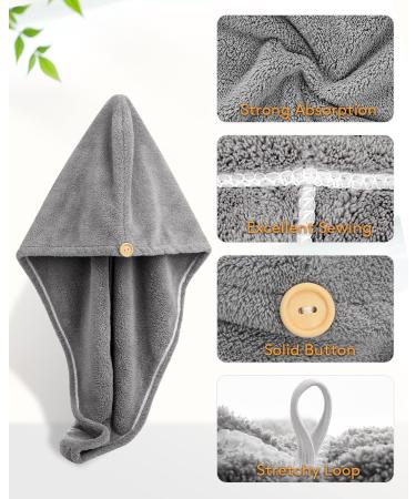 YFONG Microfiber Hair Towel 3 Pack - Super Absorbent Hair Wrap for Curly Hair - Fast Drying & Anti Frizz - Gray, Camel, Brown - Buy Online on GoSupps.com
