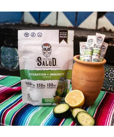 Salud 2-in-1 Hydration & Immunity Electrolytes Powder - Cucumber Lime Agua Fresca Drink Mix, Elderberry, 15 Servings - Vegan, Non-GMO, Gluten-Free, Low Calorie - Buy Online on GoSupps.com