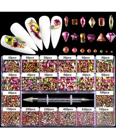 Nail Rhinestones Kit Nail Kit Glass Rhinestones Nail Art Rhinestones Kit Colorful Nail DIY Rhinestones with Rhinestone Picker for Household - Buy Online on GoSupps.com