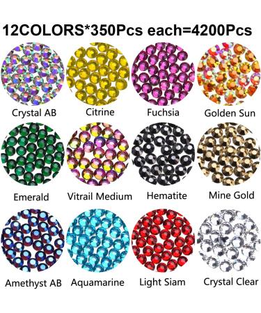 4200Pcs Hotfix Round Rhinestones Flatback Crystal Glass Nail Art Set - 12 Colors 3mm SS10 - Buy Online on GoSupps.com