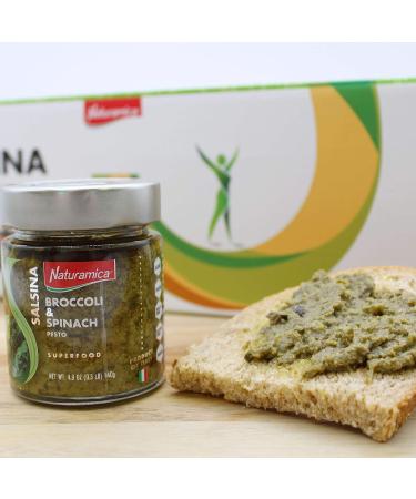 Naturamica Superfood Pesto Sauce - Broccoli and Spinach | All Natural, Healthy Spread for Pasta | 4.9 oz - Buy Online on GoSupps.com