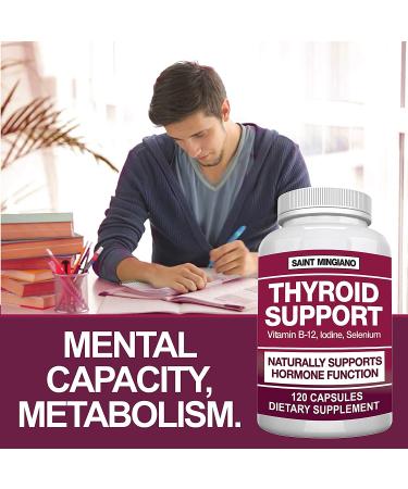 Thyroid Support Supplement with Iodine - 120 Capsules for Body Mass, Energy, and Focus - 14 Natural Vitamins - Buy Online on GoSupps.com