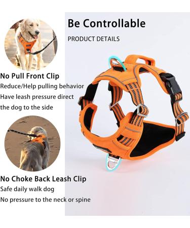 Funfox Dog Harness for Small & Medium Dogs - No Pull Adjustable Breathable Safety Harness in Orange - Buy Online on GoSupps.com