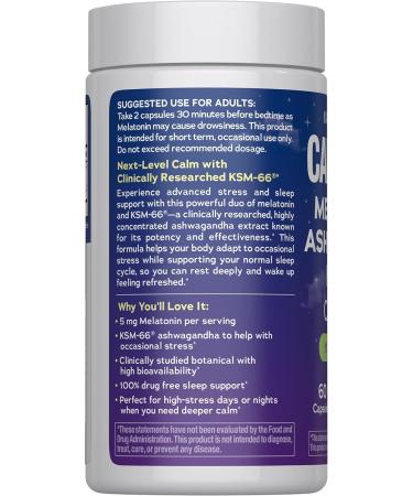 Natural Vitality Calm Sleep Melatonin and Ashwaganda KSM-66 Capsules | 100% Drug Free | 60 Count - Buy Online on GoSupps.com