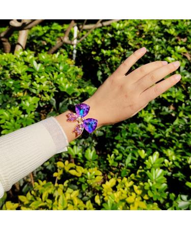 LaMignonne Glitter Purple Rhinestone Hair Tie with Bowknot for Women and Girls - Elastic Ponytail Holder Hair Accessory - Buy Online on GoSupps.com