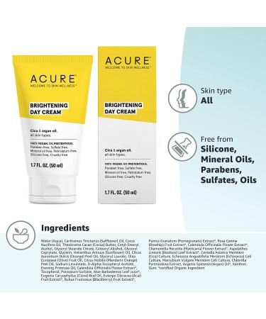 Acure Brightening Day Cream for All Skin Types - 1.7 fl oz (50 ml) | Radiant Skin - Buy Online on GoSupps.com