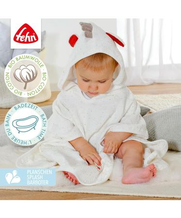 Fehn Baby Zebra Bathing Towel - Organic Cotton Hooded Poncho for Toddlers 55x110 cm - Soft Musselin Baby Bath Towel - Buy Online on GoSupps.com