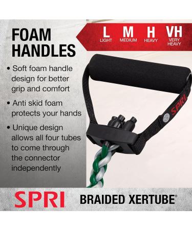 SPRI Braided Xertube Resistance Bands - Premium Medium Exercise Band for Home Gym Fitness Training - Comfort Grip for Men & Women - Buy Online on GoSupps.com
