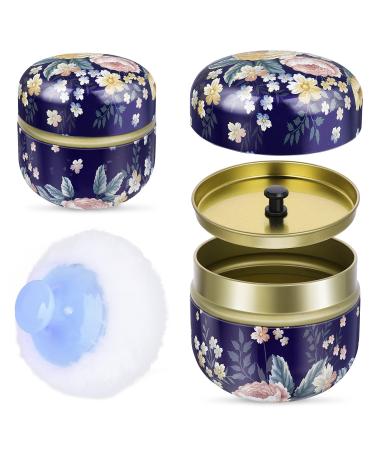Sibba powder box with powder powder for body powder Leader Dustpowder socket powder squares make-up sponge sponge sponge loose puff with container for baby after the bathroom make-up powder donor Powder quack (blue)+powder box (color dark blue) - Buy Online on GoSupps.com