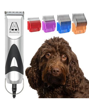 Masterclip Dog Clippers for Cockapoo Cavapoo Cavachon Labradoodle & Poodle. Mains Powered Dog Clippers with #10 & 3mm 6mm 10mm 13mm Comb Guides