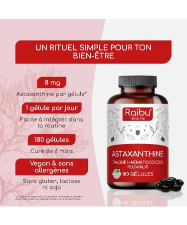 Astaxanthine Pure V gane - 80 mg ( quivalent 8 mg d astaxanthine) de l algue Haematococcus pluvialis - 180 G lules : Cure de 6 mois - Concentration & Biodisponibilit lev es - Buy Online on GoSupps.com
