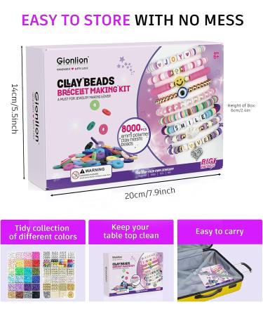 Gionlion 8000 Pcs Bracelet Making Clay Beads Kit - 24 Colors Letter Beads, Spacer Beads, Charms - Jewelry Making Supplies for Teens & Adults - Buy Online on GoSupps.com