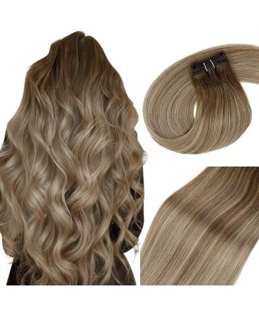 Vivien Extensions real hair Tressen blond real hair Tress extensions remy tresse extensions real hair balayage dark brown ombre light brown light blond #3/8/24 45cm 18 zo11 2-1 treats #3/8/24