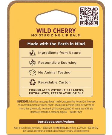Buy Burt's Bees Wild Cherry Moisturizing Lip Balm | Unisex 0.15 oz | International Shipping Available - Buy Online on GoSupps.com