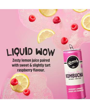 Remedy Kombucha Sugar-Free Organic Drink Sparkling Low Calorie Gut Health Beverage - Raspberry Lemonade - 355 mL Can 24-Pack Raspberry Lemonade 355ml (Pack of 24) - Buy Online on GoSupps.com
