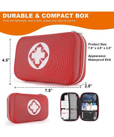 300 PCS Small First Aid Kit in Red Waterproof Box - Essential Emergency Medical Supplies for Home, Car, Office, Travel, Outdoor Activities - Buy Online on GoSupps.com