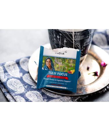 Organic India Tulsi Focus Infusion Bags - Pomegranate Orange, 18 Bags (1.31 oz) - Boost Concentration & Wellness - Buy Online on GoSupps.com