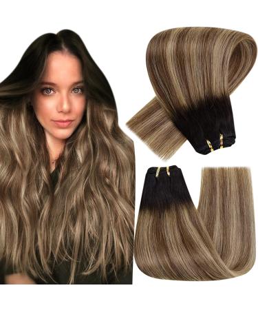 Hetto treat real hair extensions remy real hair excessions extensions excessions real hair black balayage brown with caramel blond #1b/6/27 80g 35cm 3-2 #1b/6/27 ombre black to brown - Buy Online on GoSupps.com