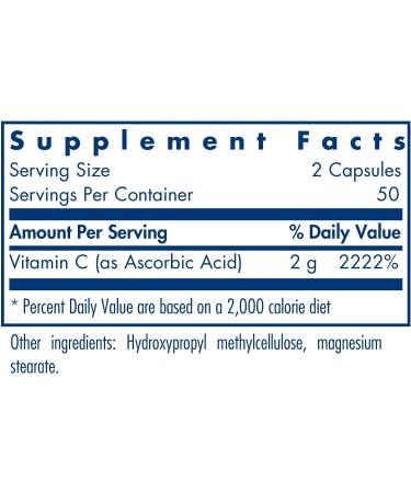 Pure Vitamin C Capsules - Immune & Mood Support - 100 Vegetarian Capsules - Buy Online on GoSupps.com
