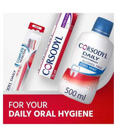 Corsodyl Daily Gum Care Mouthwash 500ml - Alcohol-Free Cool Mint Formula - Buy Online on GoSupps.com