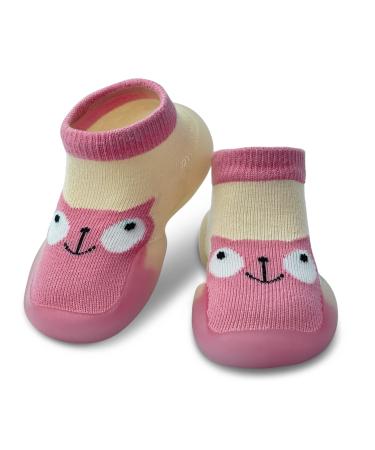 Dookeh Baby Shoes Boys Girls First Walking Shoes Soft Sole Sneakers Toddler Infant Babygirl Sock Shoes 9-12 Months A3 Pink